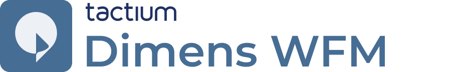 logotipo-tactium-dimens-wfm-gestao-escalas Logotipo azul acinzentado do add-on Tactium Dimens WFM, sistema de gestão de força de trabalho para planejamento de escalas inteligentes e previsão de demanda.