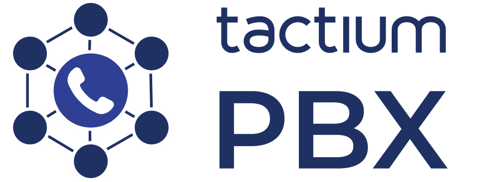 logotipo-tactium-pbx-telefonia-100-ip Logotipo do módulo Tactium PBX ao lado de um diagrama azul que ilustra uma rede de telefonia 100% IP, conectando ramais de forma simples e livre de equipamentos locais.