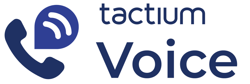 logotipo-tactium-voice-recursos-contact-center Logotipo azul escuro do módulo Tactium Voice acompanhado de um ícone de telefone com ondas de sinal, representando a plataforma de recursos avançados de voz para contact center.