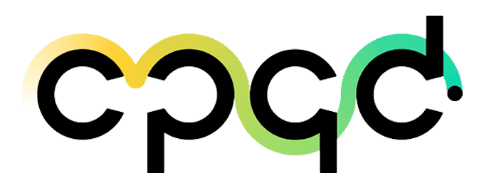 Logotipo do CPQD, líder em inovação e com sistema integrado ao Tactium para soluções avançadas de voz e inteligência artificial.